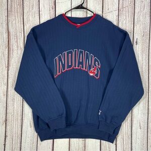 Starter Cleveland Indians Sweatshirt Mens XL Blue Chief Embroidered Vintage